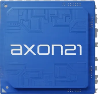 A circuit board chip marked axon21 at its centre.